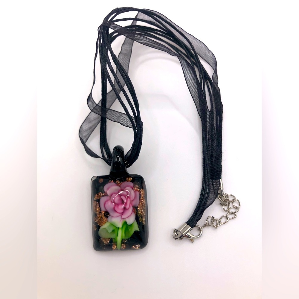 Glass Flower Choker Necklace